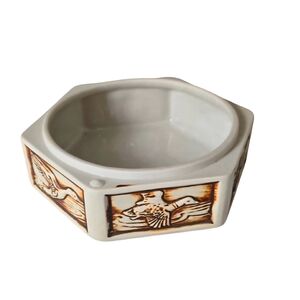 Avon VINTAGE 1980 Ceramic Duck Hexagon Trinket Box Ceramarte Brazil Candy Dish